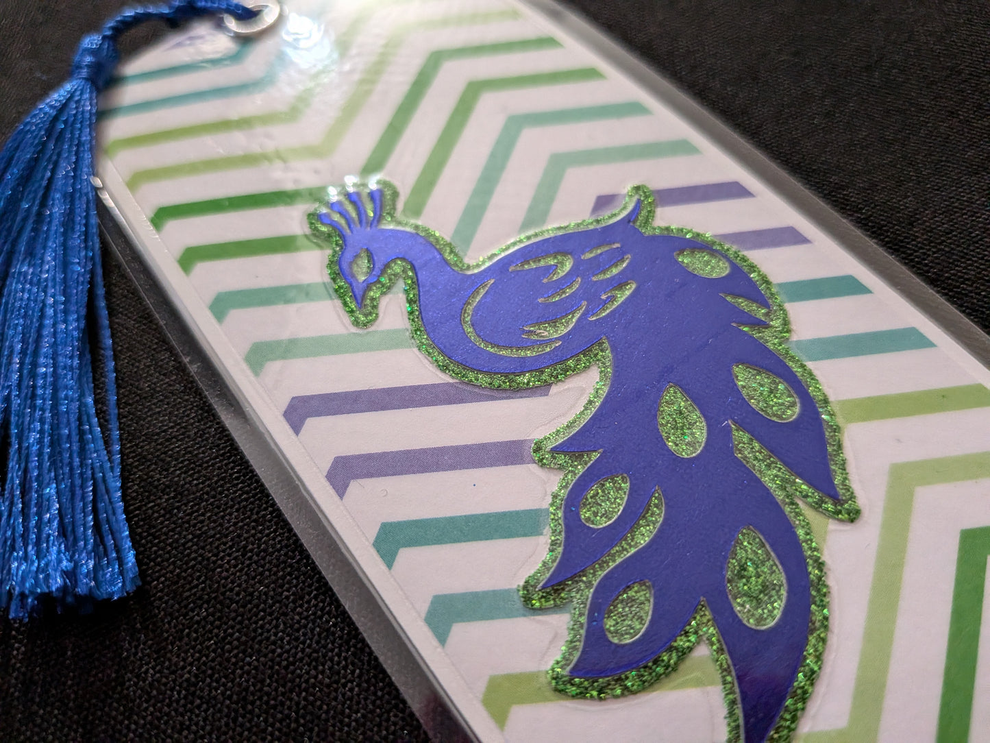 Dark Blue Peacock Bookmark