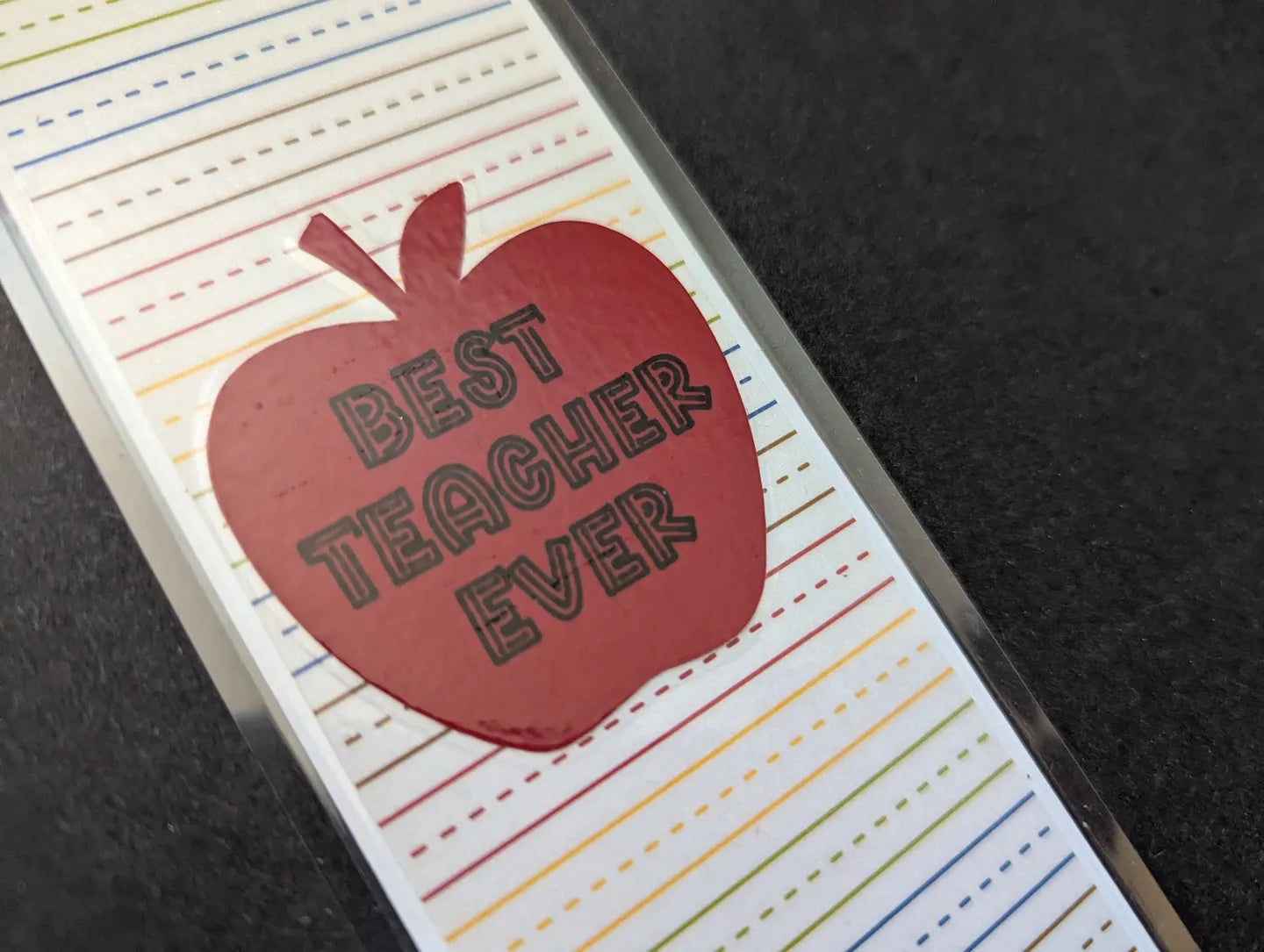 Best Teacher Ever / Colorful Stripes Laminated Bookmark