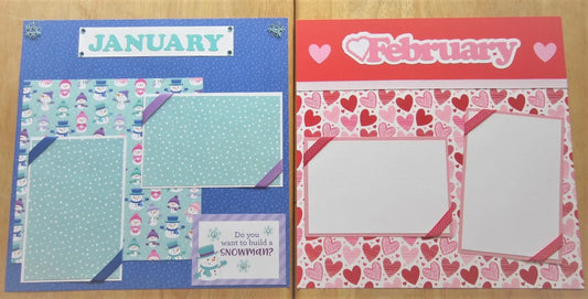 January through December Scrapbook Page Set