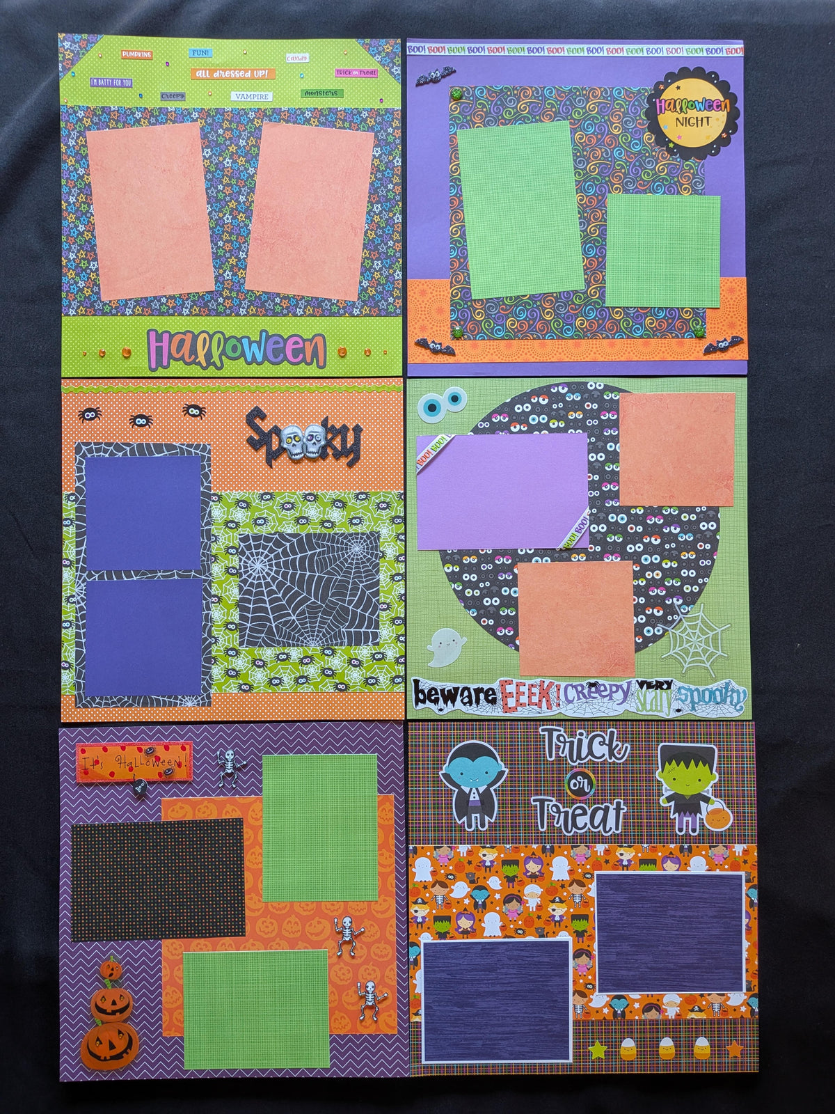 Premade Halloween Scrapbook Pages Set