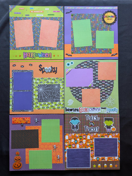 Premade Halloween Scrapbook Pages Set