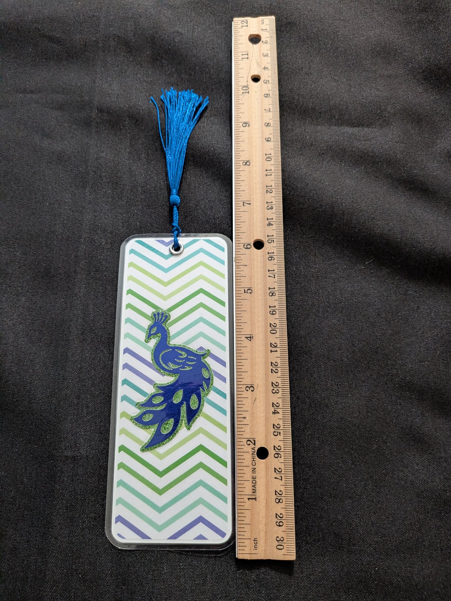 Dark Blue Peacock Bookmark