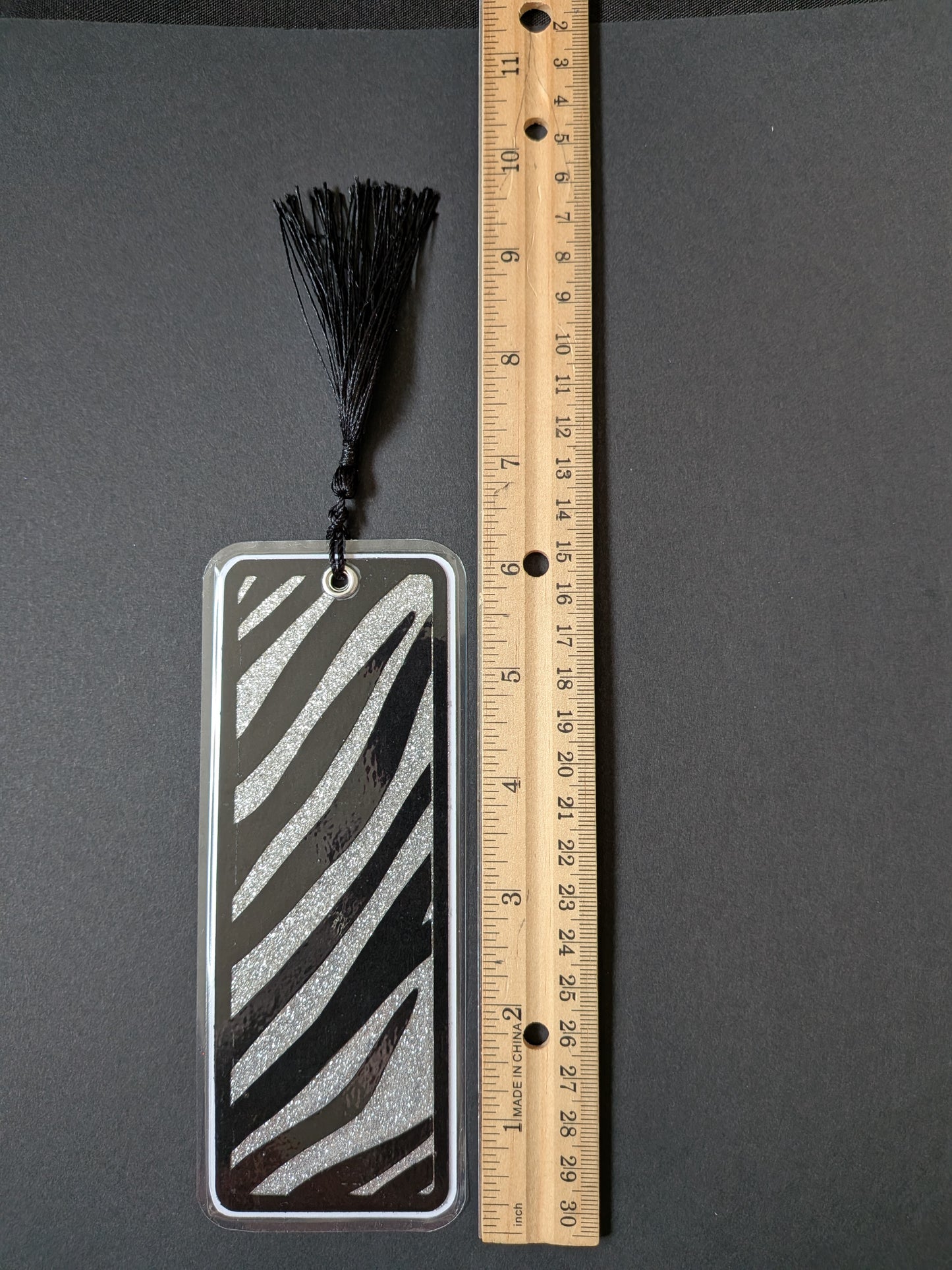 Silver Zebra Print Bookmark