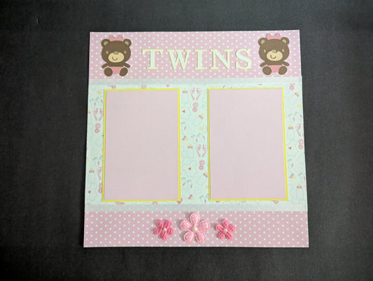 Baby Girl Twins Scrapbook Page