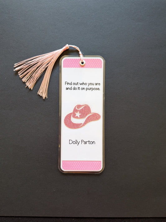 Dolly Pink Glitter Hat Bookmark