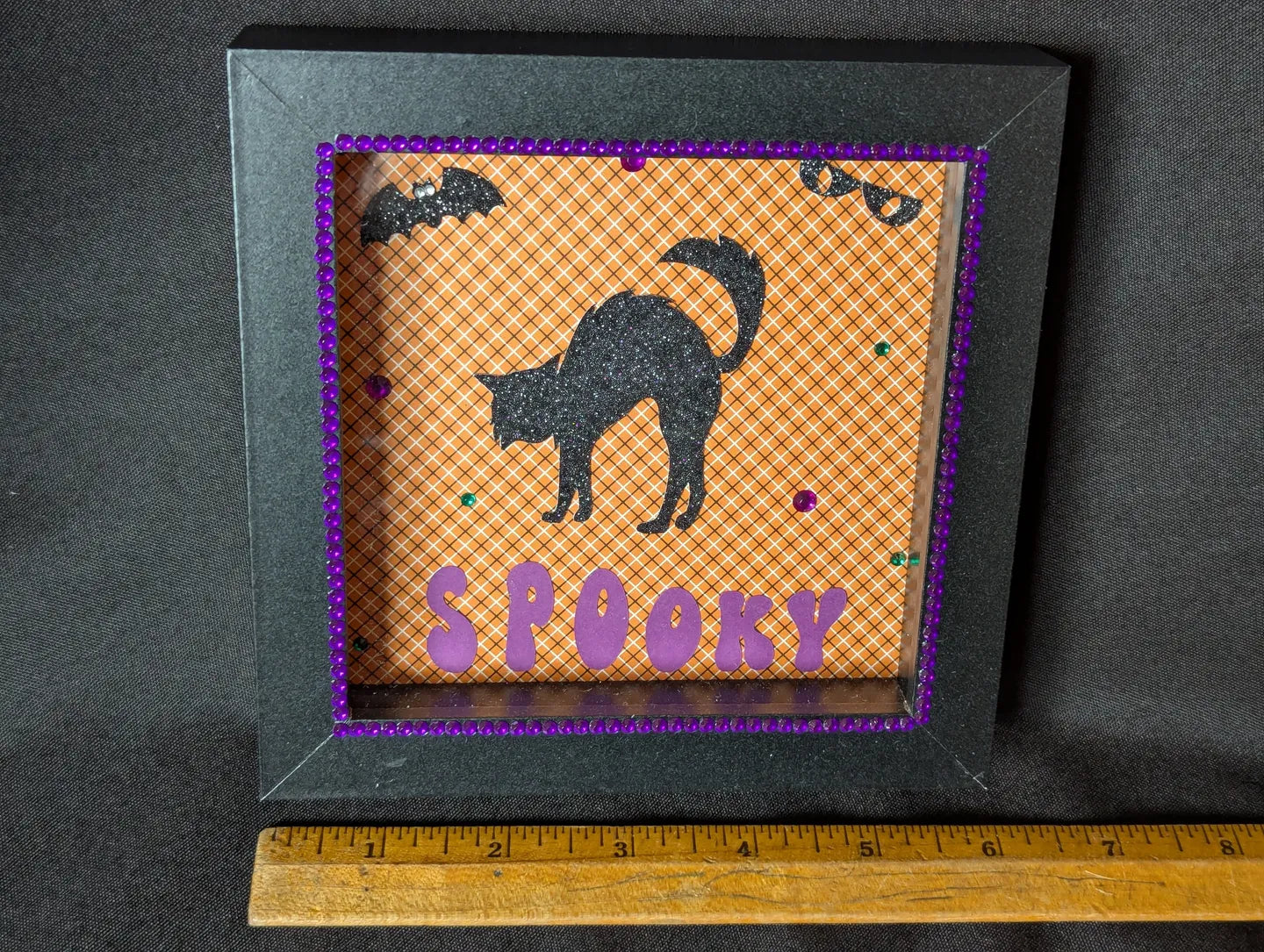 Halloween Black Cat Shadow Box / Shelf Sitter
