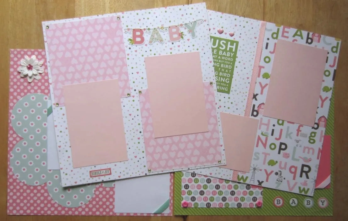 Baby Girl Scrapbook Page Set