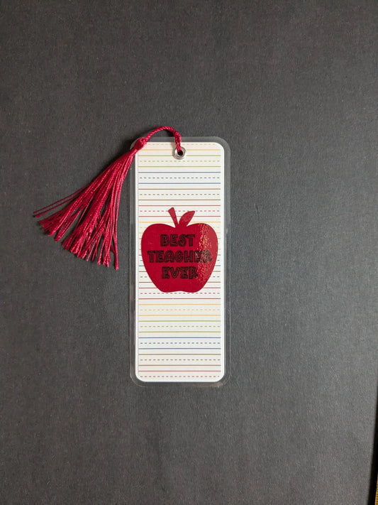 Best Teacher Ever / Colorful Stripes Laminated Bookmark