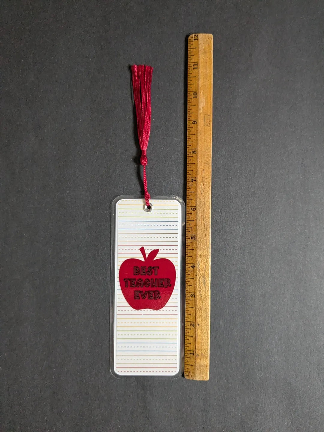 Best Teacher Ever / Colorful Stripes Laminated Bookmark
