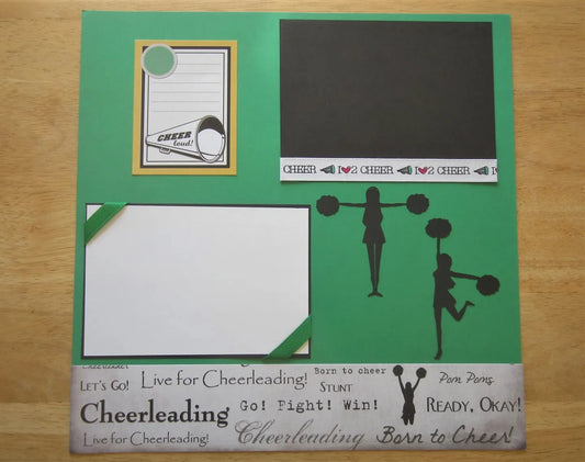 Green Cheerleading Scrapbook Page