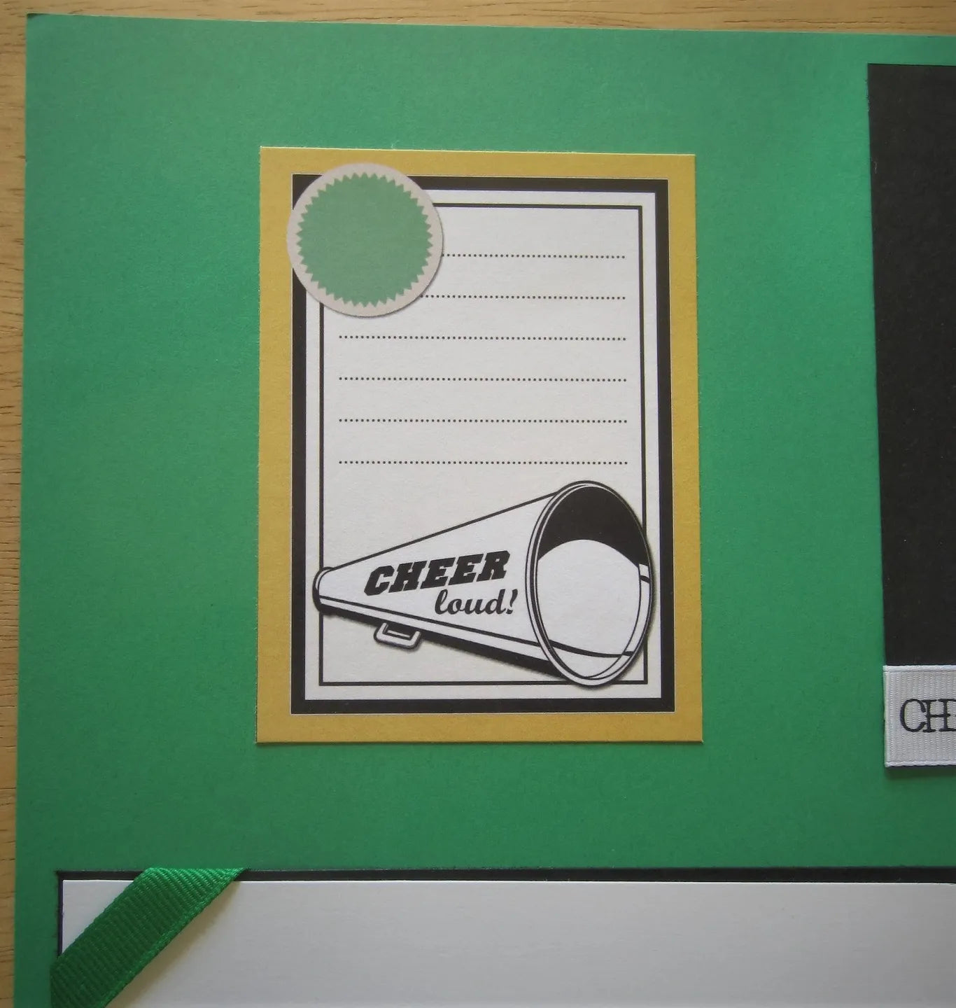 Green Cheerleading Scrapbook Page