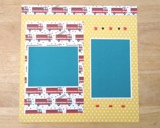 Fire Trucks Scrapbook Page
