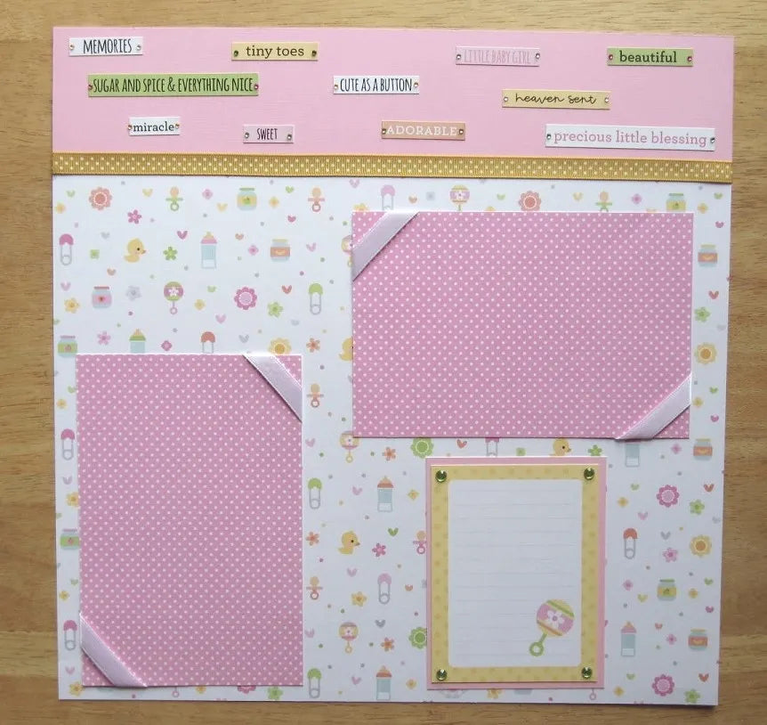Baby Girl Scrapbook Page Set