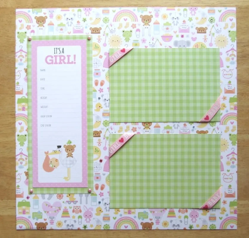 Baby Girl Scrapbook Page Set