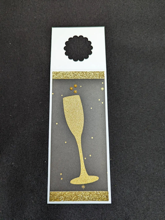 Gold Wine Glass Bottle Gift Tag
