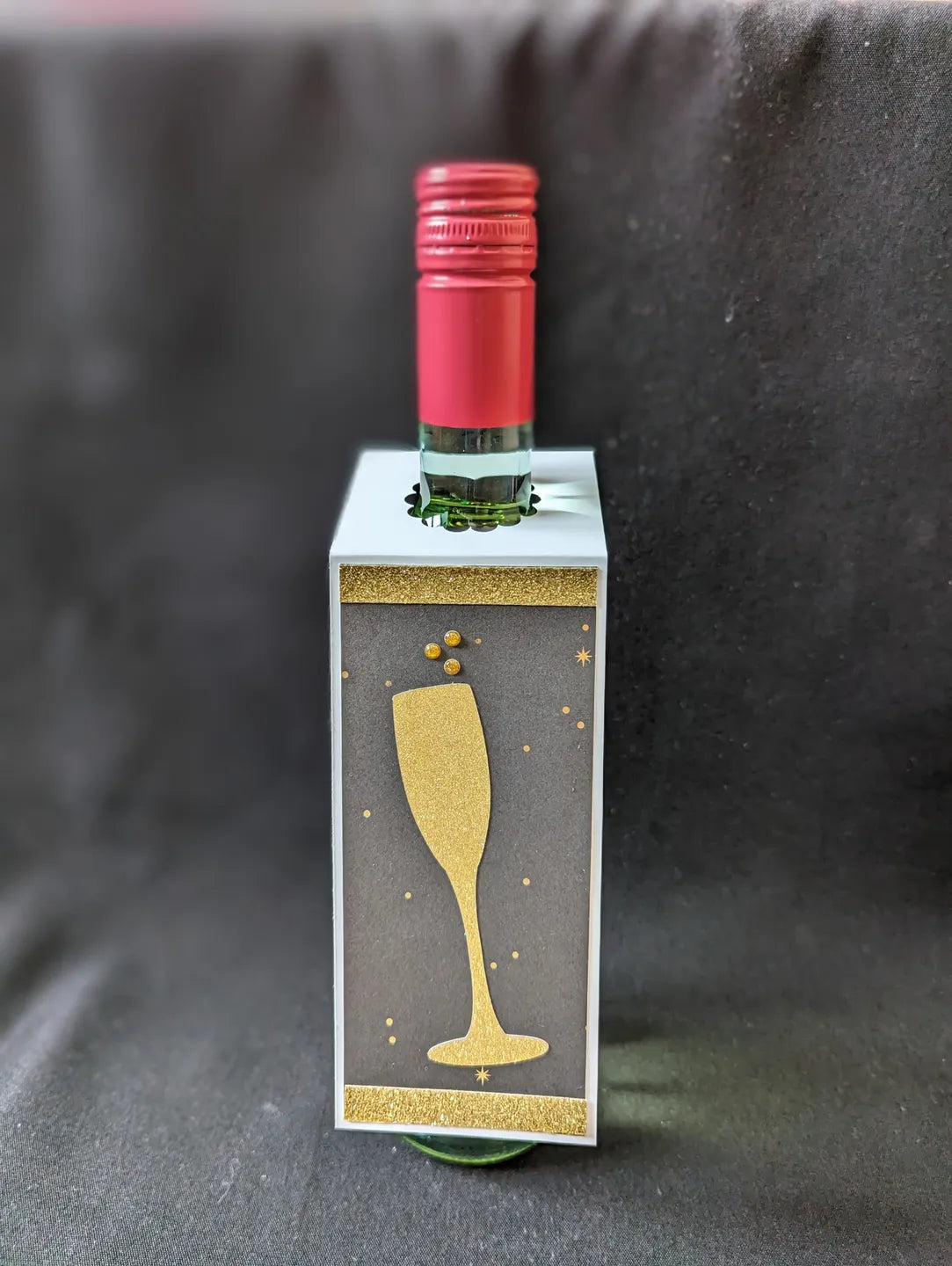 Gold Wine Glass Bottle Gift Tag