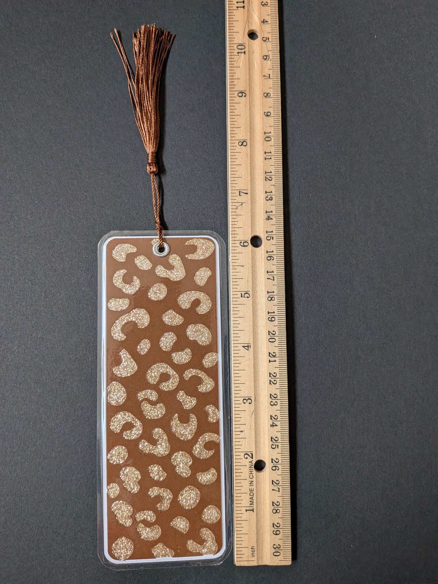 Rose Gold Leopard Print Bookmark
