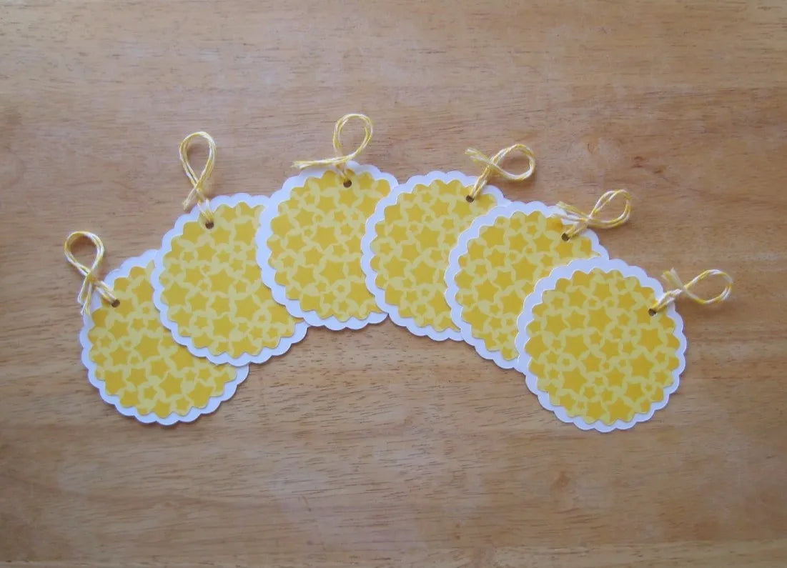 Yellow Star Circle Gift Tags (Set of 6)