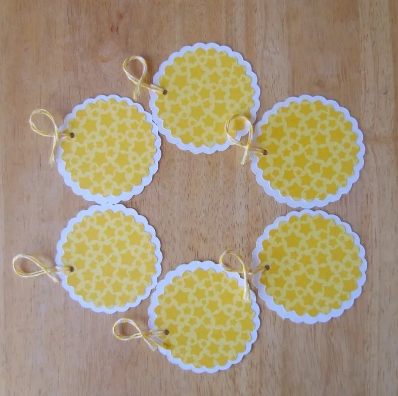 Yellow Star Circle Gift Tags (Set of 6)