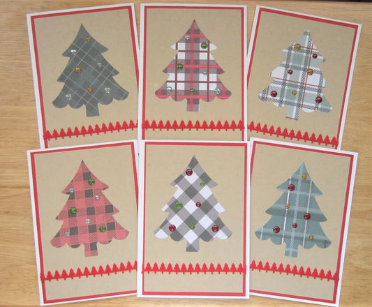 Plaid Christmas Tree Cards (Set of 6)