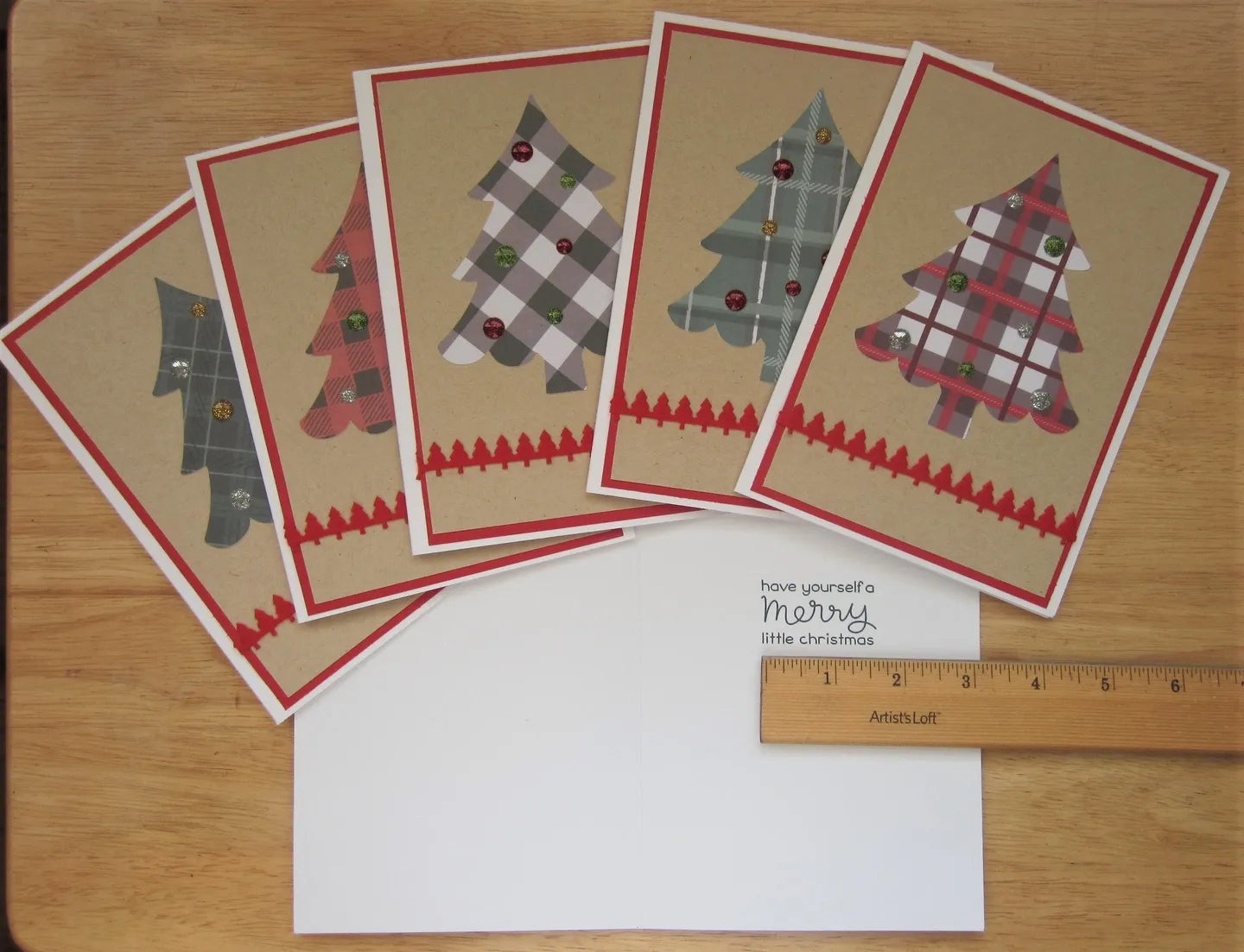 Plaid Christmas Tree Cards (Set of 6)